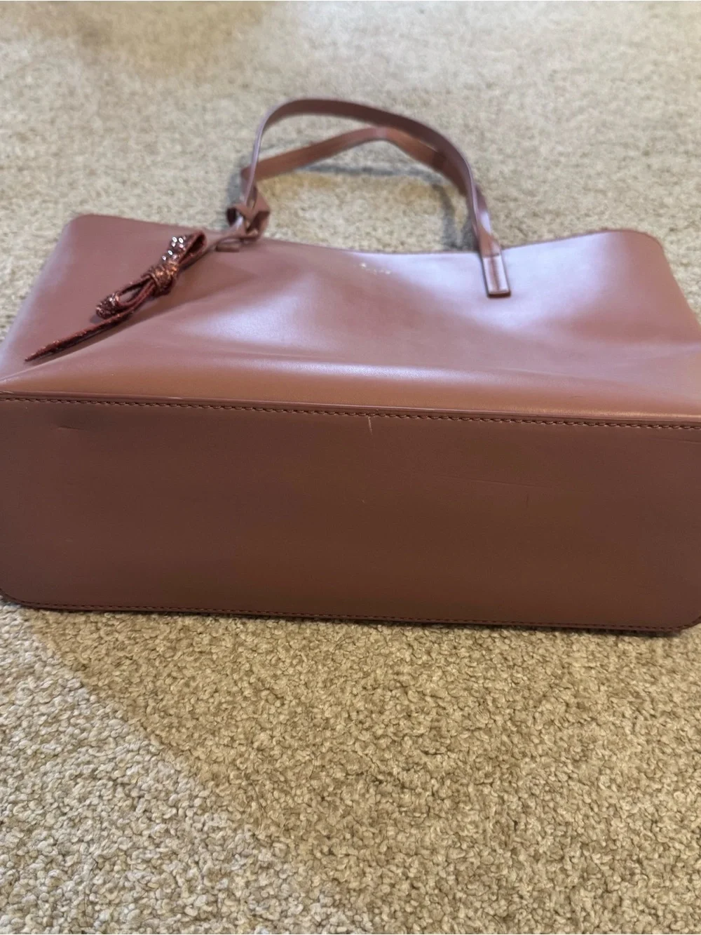 kate spade Rose Pink Leather Tote with Glitter Bow Charm